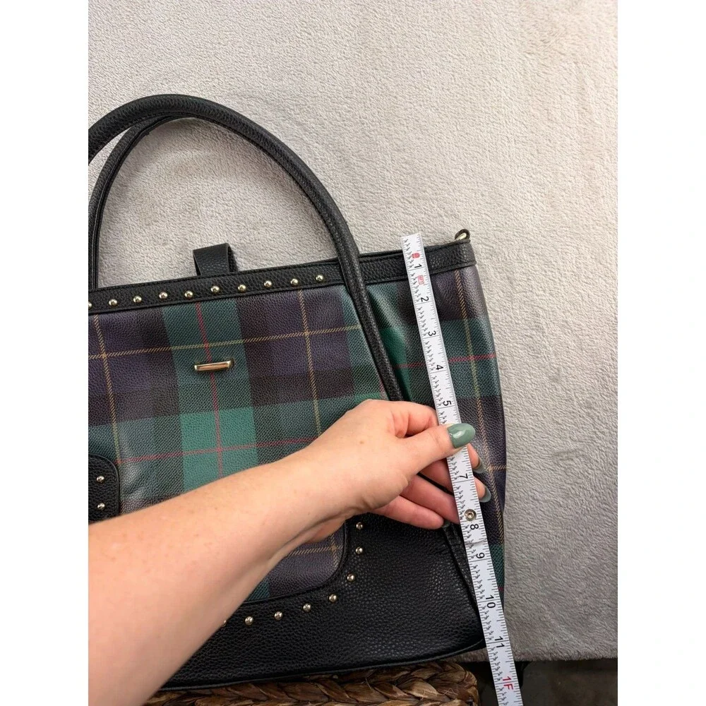 Cato Plaid Tote Bag Green Black Fall Winter All Man Made Material